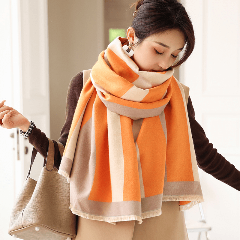 thick imitation cashmere check scarf, view 3 - MRSLM
