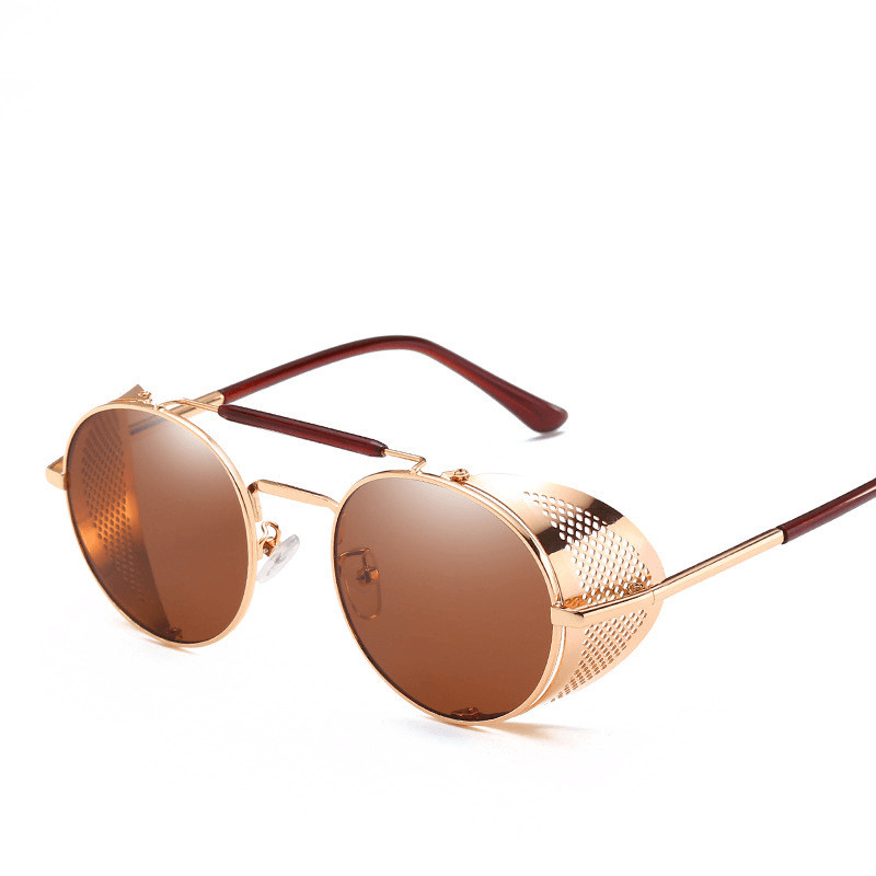 Round retro steampunk sunglasses, view 2 - MRSLM