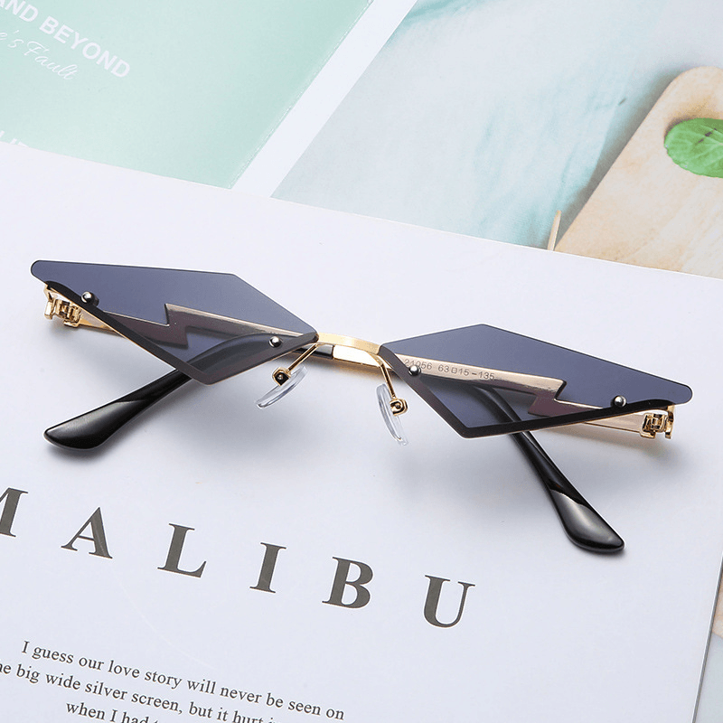 party funny rimless gold frame sunglasses, view 12 - MRSLM