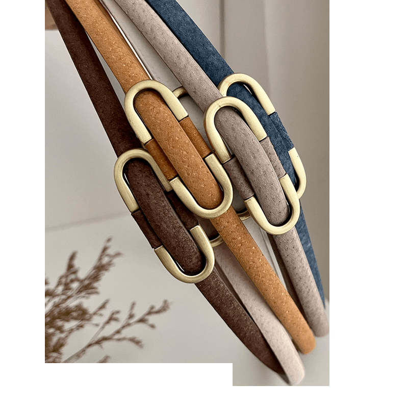 Women's thin pigskin belt, view 19 - MRSLM