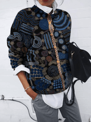 brushed geometric print cardigan top, view 2 - MRSLM