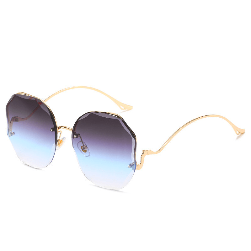 Fashion round Frame Sunglasses with Rimless Trim