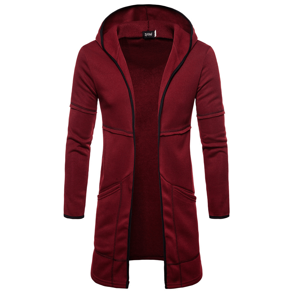 Men's High Street Mid-Length Large Pocket Hooded Cardigan