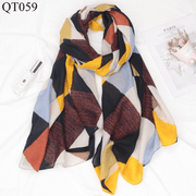 cotton linen plaid scarf shawl, view 7 - MRSLM