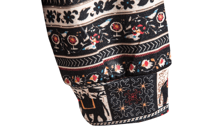 Printed Retro Ethnic Style Men'S plus Size Hooded Sweater - MRSLM