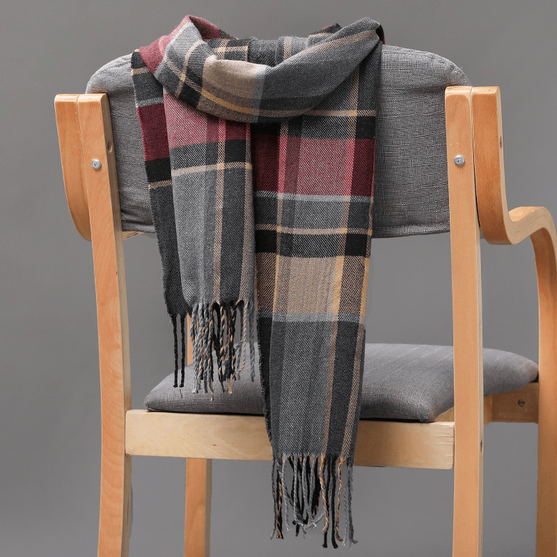 plaid imitation cashmere tassel scarf, view 26 - MRSLM