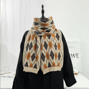 Warm Diamond Lattice Long Solid Color Soft Scarf - MRSLM