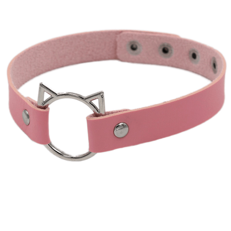 Punk leather collar choker, view 3 - MRSLM