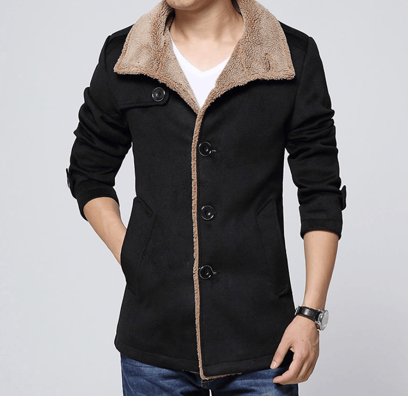 men's slim fit woolen coat, view 2 - MRSLM