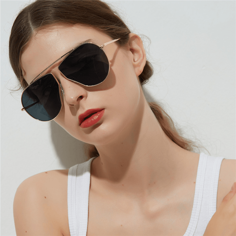 women's polygonal metal frame sunglasses - MRSLM