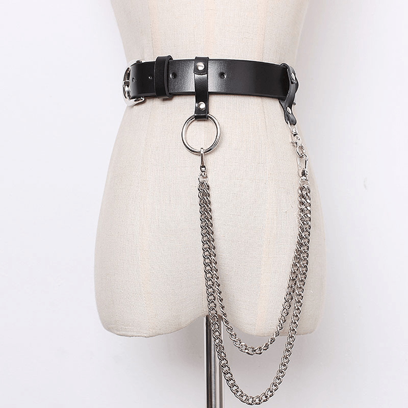 black chain belt with ring, view 3 - MRSLM