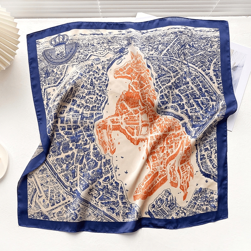 women's printed square scarf, view 10 - MRSLM