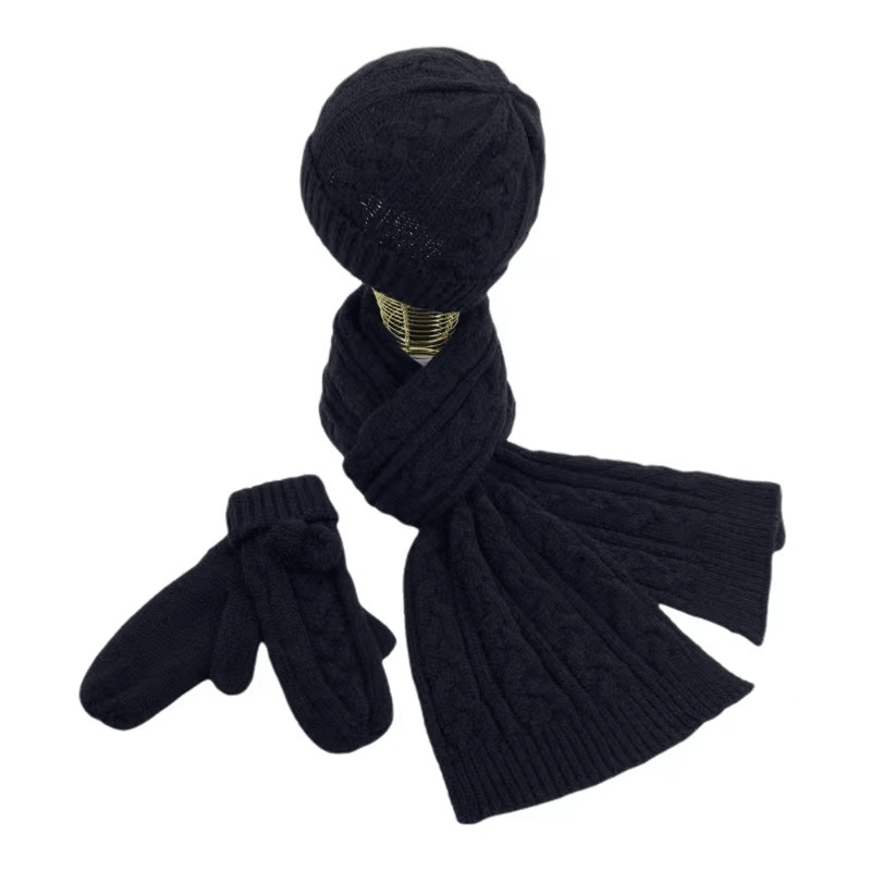 parent-child warm wool hat scarf glove set, view 3 - MRSLM