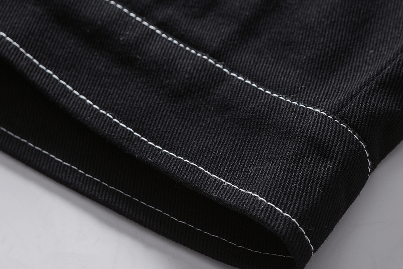 black and white stitched denim-style jacket, view 5 - MRSLM