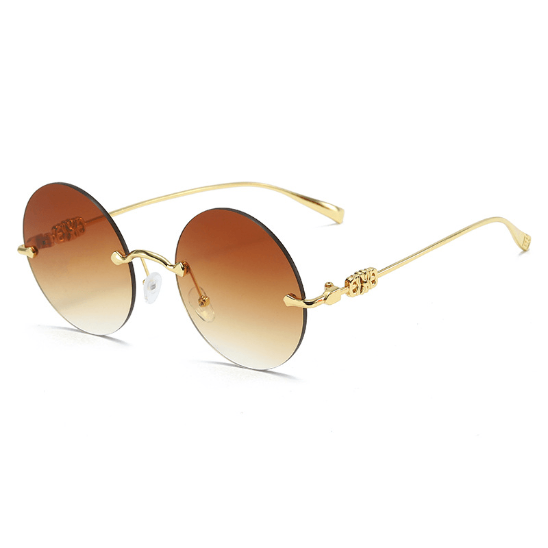round gold frame gradient sunglasses, view 2 - MRSLM