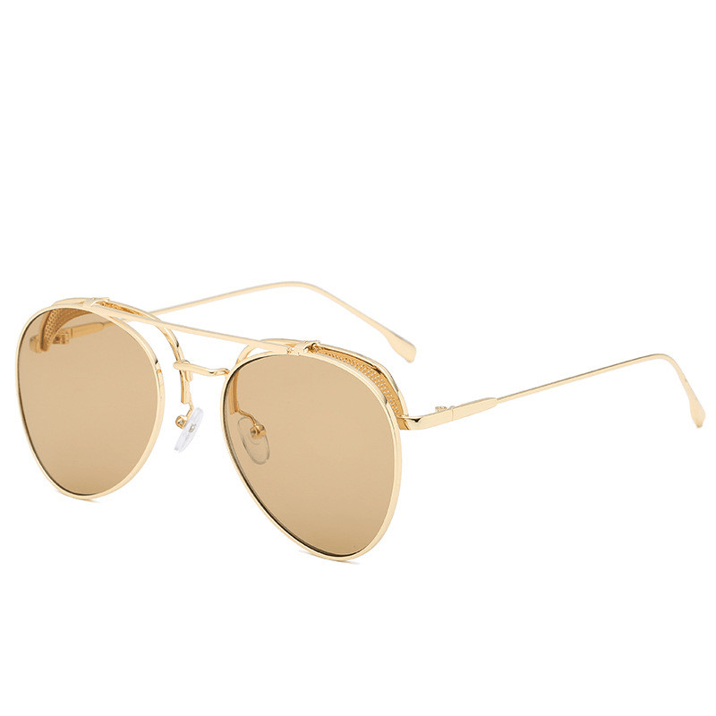 retro round transparent color metal sunglasses, view 5 - MRSLM