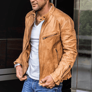men's loose PU leather motorcycle jacket - MRSLM