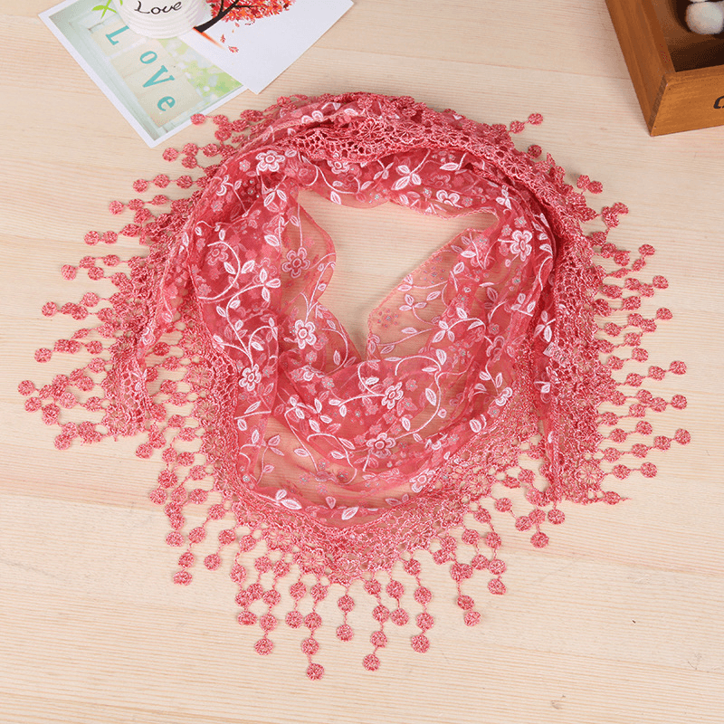 Women's lace fringed scarf, view 17 - MRSLM