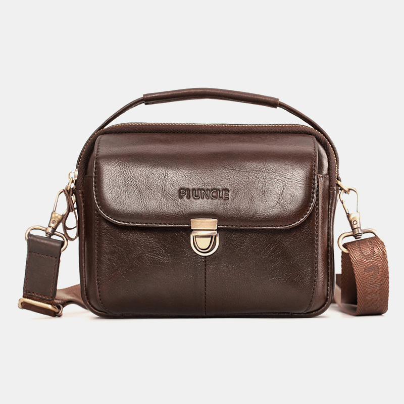 Men Genuine Leather Multifunction Multi-Carry 6.5 Inch Phone Bag Crossbody Bag Waist Bag - MRSLM