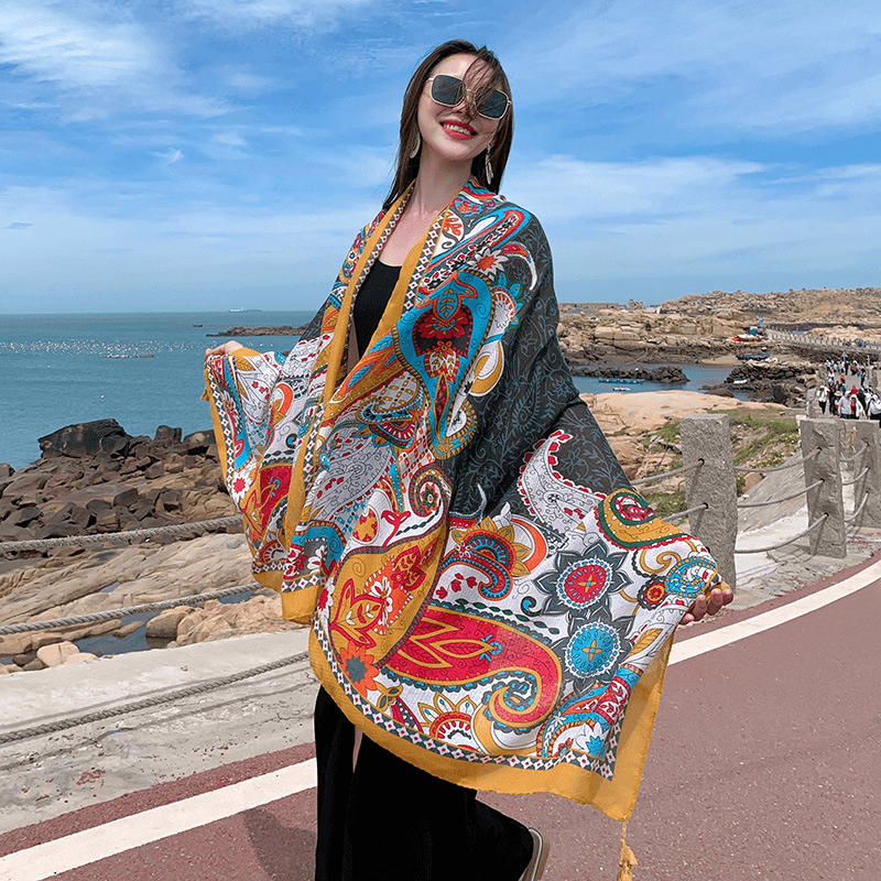 ethnic style cotton scarf, view 12 - MRSLM
