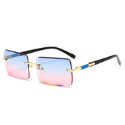 rimless rectangle UV400 gradient sunglasses, view 4 - MRSLM