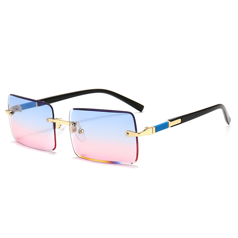 rimless rectangle UV400 gradient sunglasses, view 4 - MRSLM