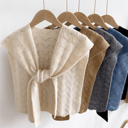 knitted double-sided maple leaf scarf, view 4 - MRSLM