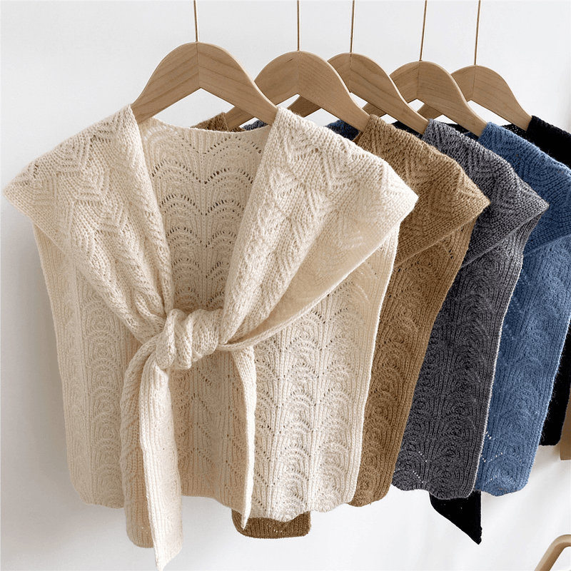 knitted double-sided maple leaf scarf, view 4 - MRSLM