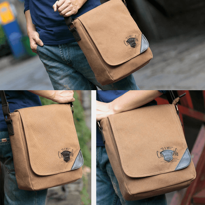 Men Canvas Retro Large Capacity Shoulder Bag Crossbody Bag - MRSLM