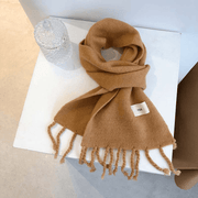 solid color tassel knitted scarf, view 11 - MRSLM
