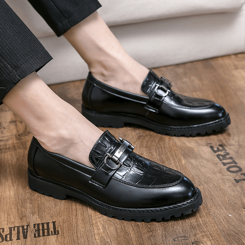 Men Microfiber Leather Breathable Soft Sole Retro Brief Slip on Casual Business Shoes - MRSLM