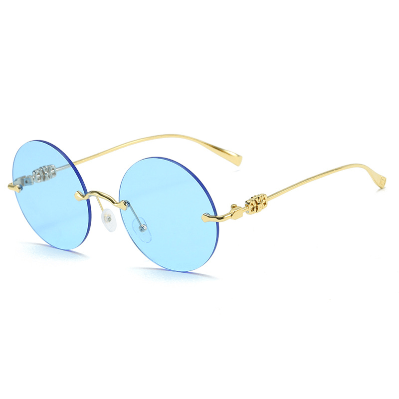 round gold frame gradient sunglasses, view 10 - MRSLM