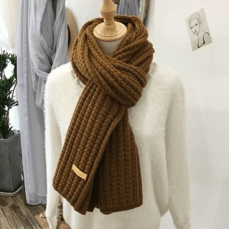 Women's thick knit striped winter scarf, view 3 - MRSLM