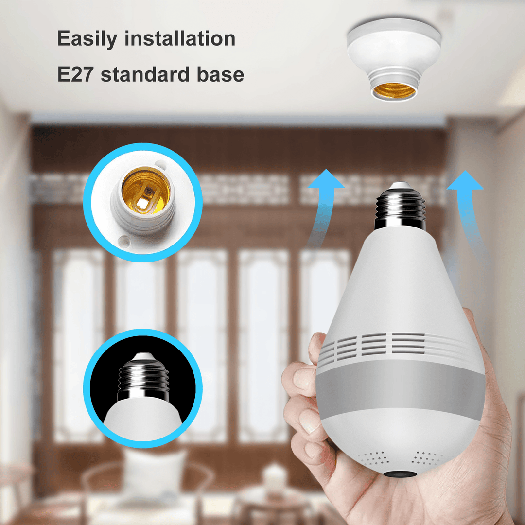 Xiaovv D3 360° WIFI AP Bulb Luminous IP Camera 1080P Night Vision Two Way Audio Motion Detect P2P Security Baby Monitor for Home Safety Gear - MRSLM