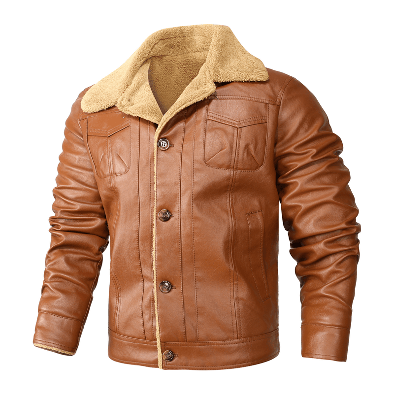 Men's PU leather lapel jacket, view 5 - MRSLM