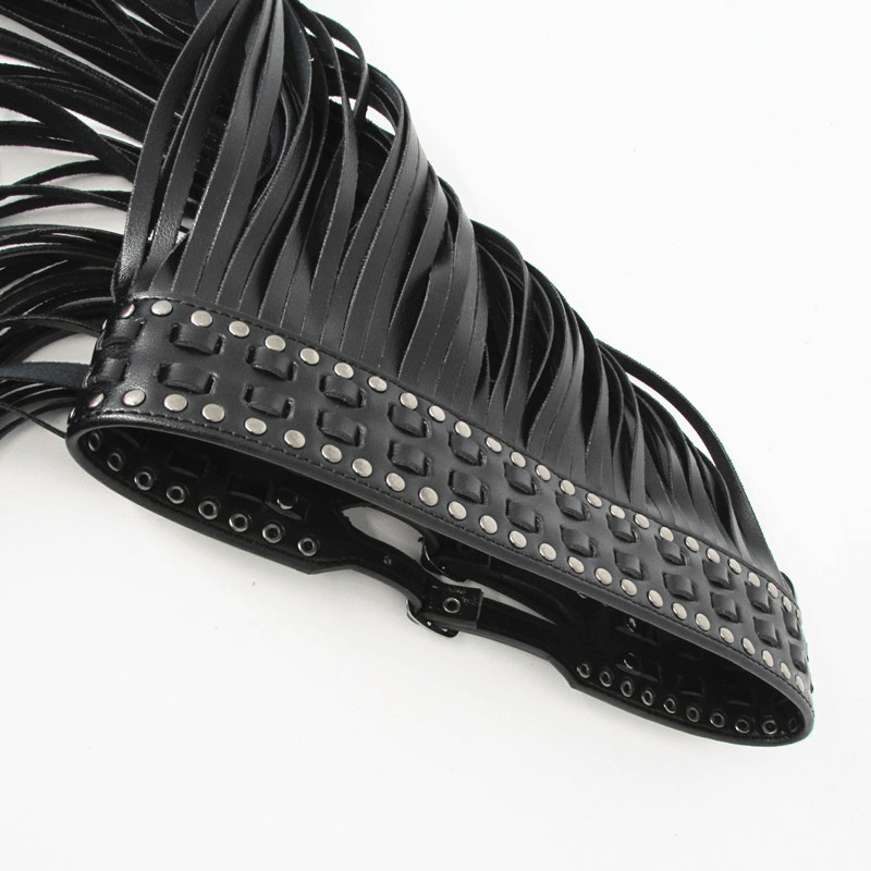 Black long fringe pin buckle belt, view 3 - MRSLM