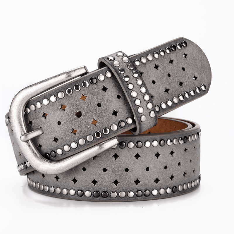 Rhinestone Rivet Alloy Pin Bucklea Fshion Casual with Jeans Belt - MRSLM