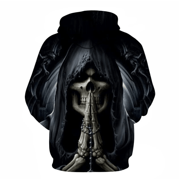 Skull 3D Printing Hooded Pocket Pullover Sweater Nanchao Hoodie Men'S Personality Manufacturer - MRSLM