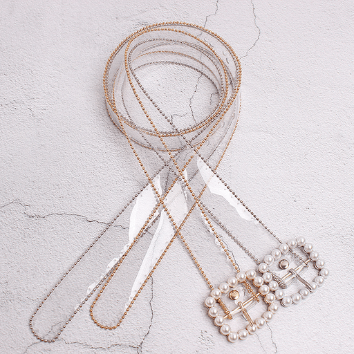 Transparent Plastic Pearl Buckle Women'S Belt - MRSLM