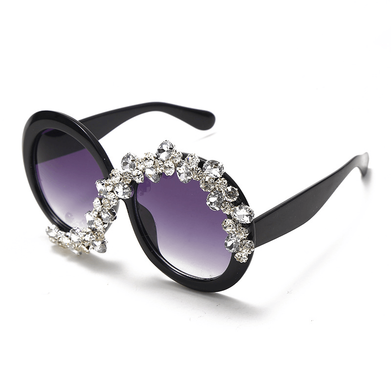 oversized round diamond sunglasses, view 3 - MRSLM