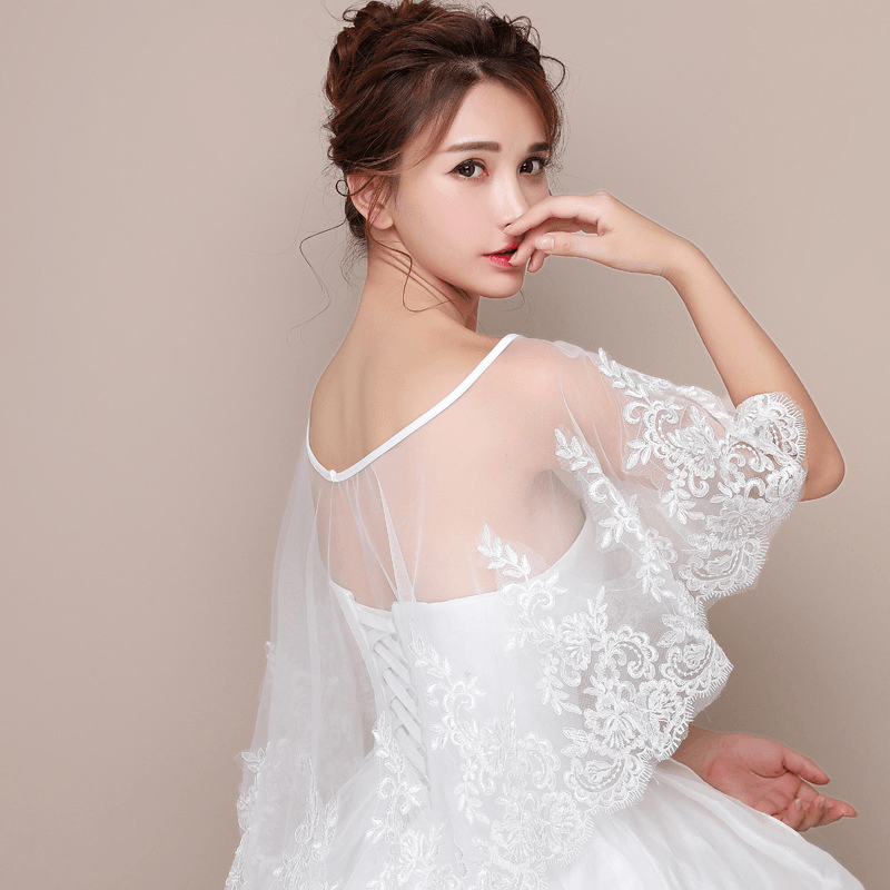 ivory lace shawl, view 3 - MRSLM