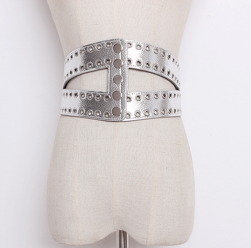 Women's rivet elastic wide waistband - MRSLM