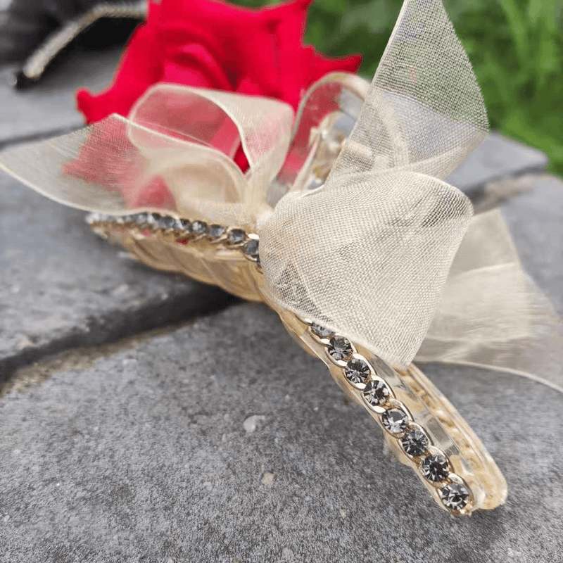 large rhinestone pearl shark hair clip, view 2 - MRSLM