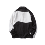 black and white stitched denim-style jacket, view 3 - MRSLM