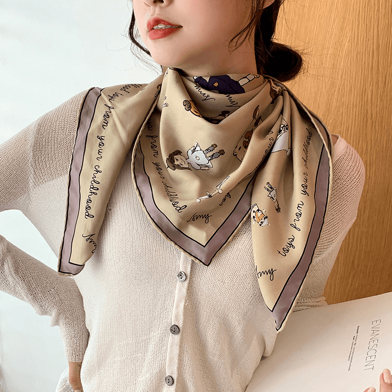 retro geometric large square scarf, view 7 - MRSLM
