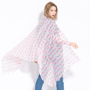 Long cotton flamingo print scarf, view 2 - MRSLM