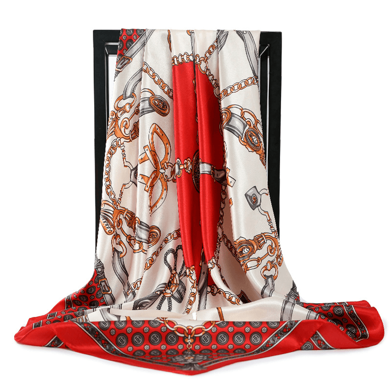 retro silk satin square scarf, view 4 - MRSLM