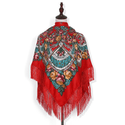 Printed fringed square shawl, view 5 - MRSLM