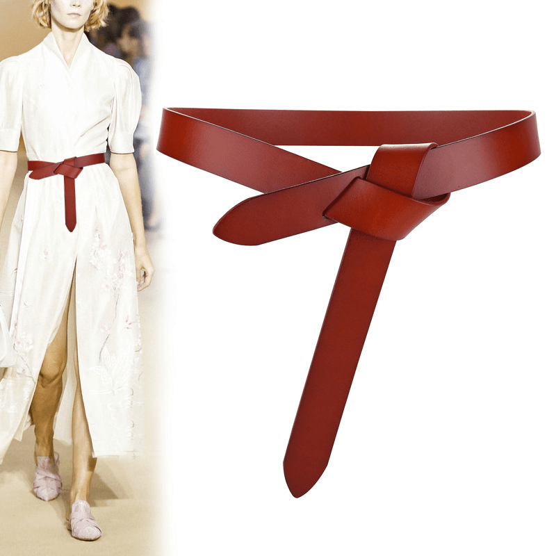 Unisex knotted cowhide leather belt, view 3 - MRSLM