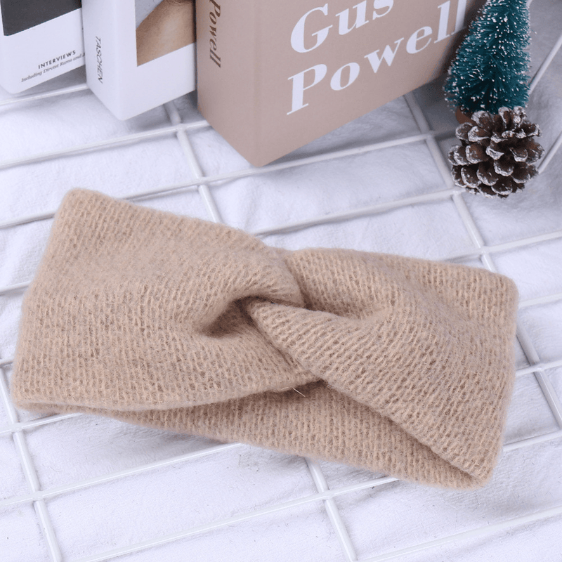 wide cross knitted bowknot headband, view 6 - MRSLM